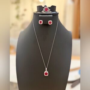 Silver & Ruby Jewelry Set